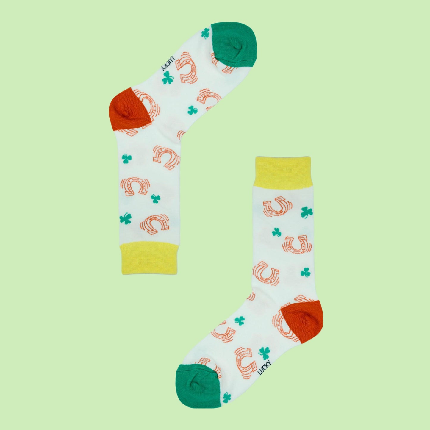Lucky Socks Irish Horseshoe and Shamrock Fine Combed Cotton Socks