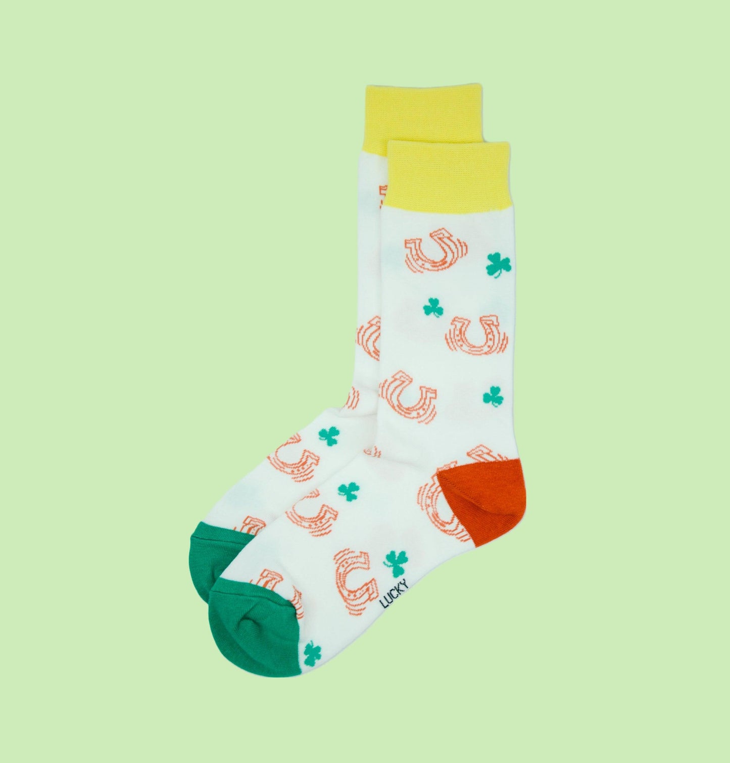 Lucky Socks Irish Horseshoe and Shamrock Fine Combed Cotton Socks