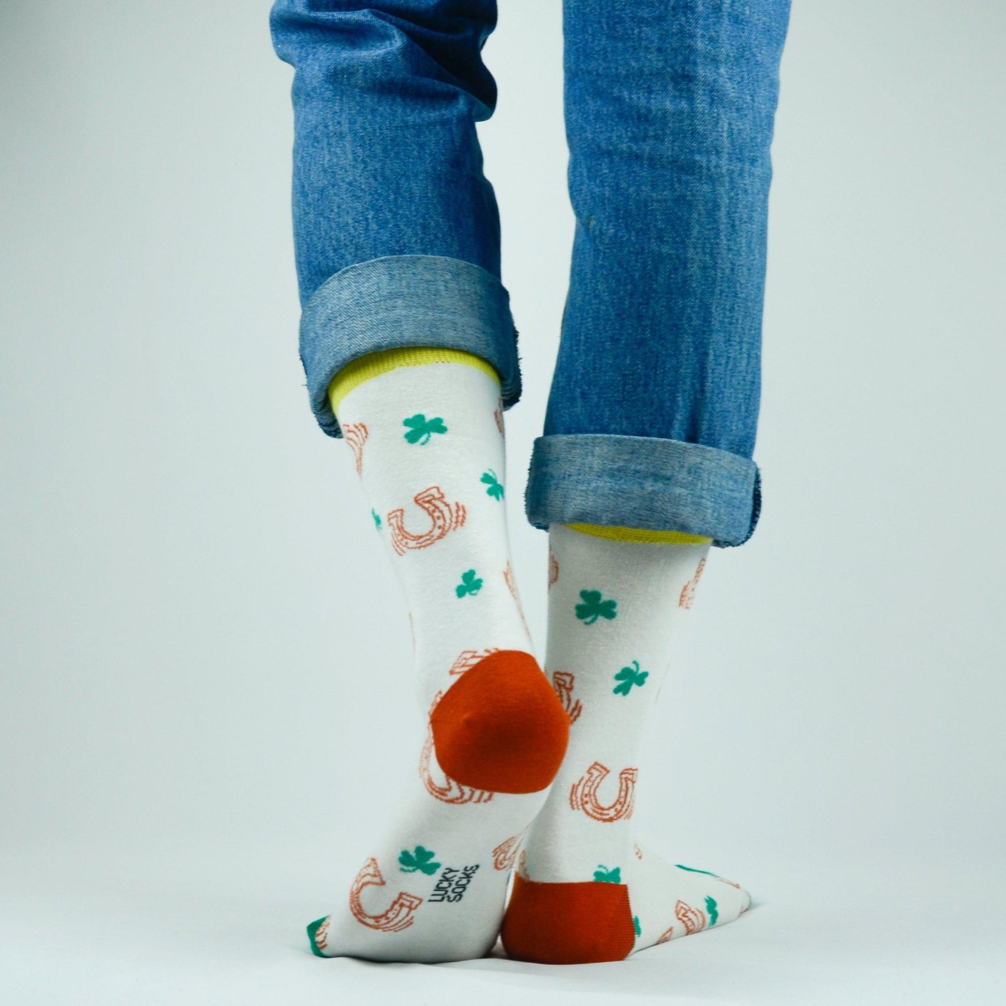 Lucky Socks Irish Horseshoe and Shamrock Fine Combed Cotton Socks