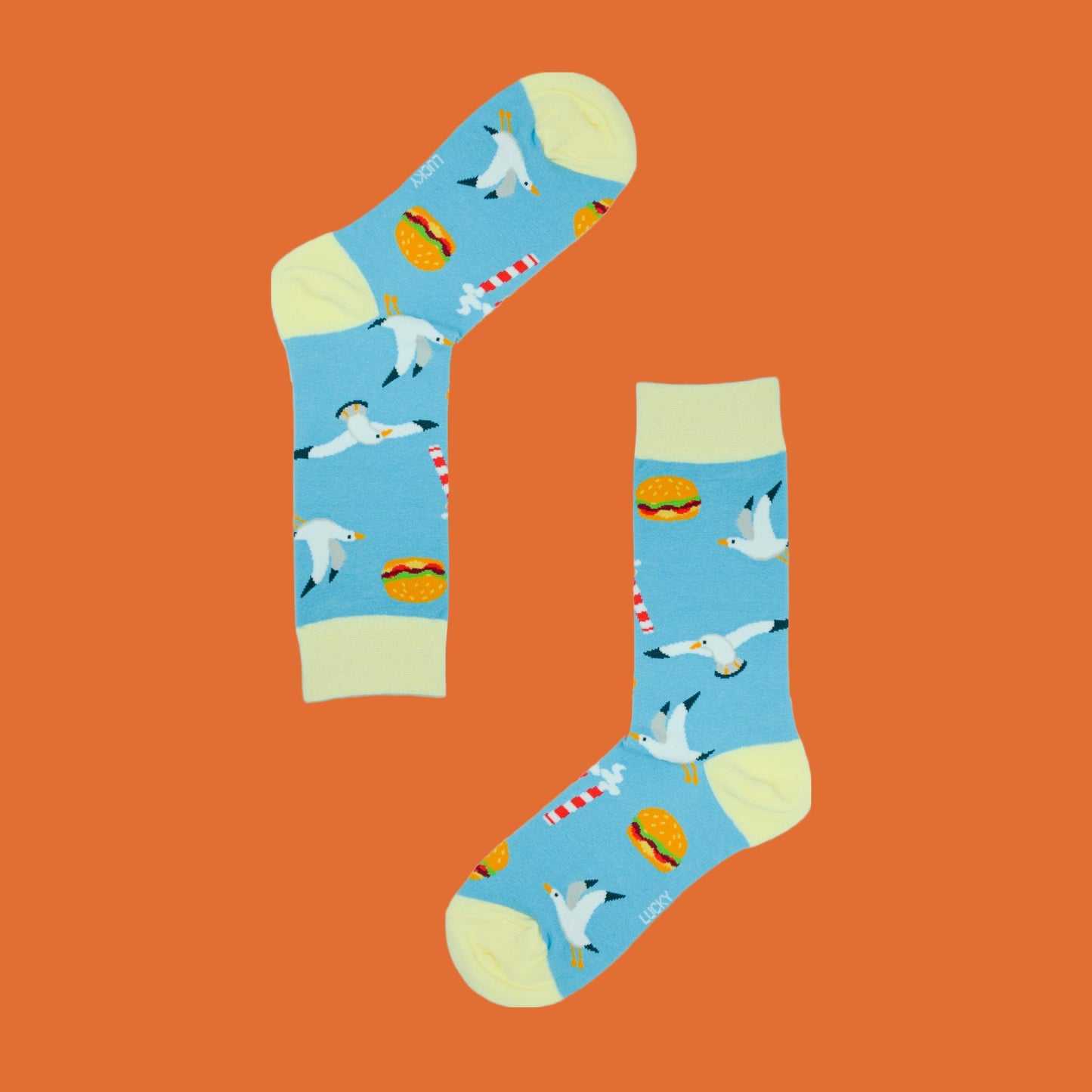 Lucky Socks Irish County Dublin Seagull and Burger Fine Combed Cotton Socks