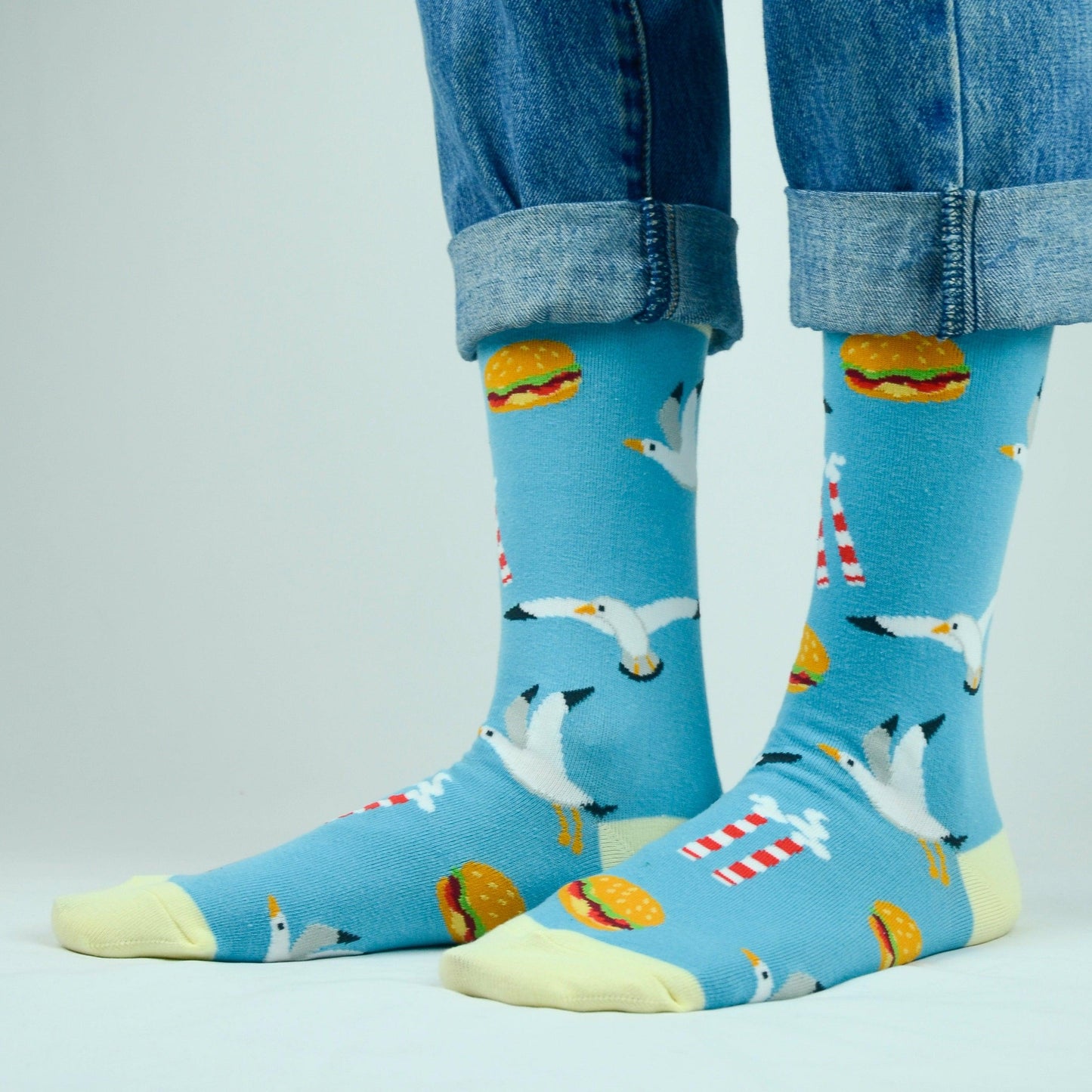Lucky Socks Irish County Dublin Seagull and Burger Fine Combed Cotton Socks