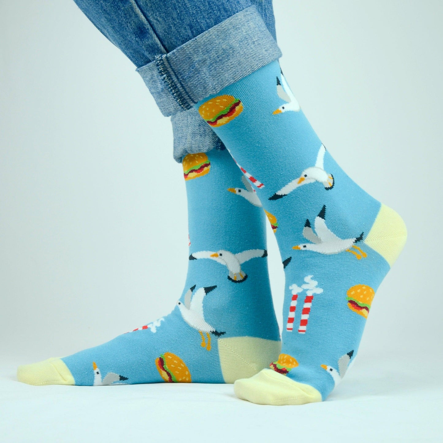 Lucky Socks Irish County Dublin Seagull and Burger Fine Combed Cotton Socks