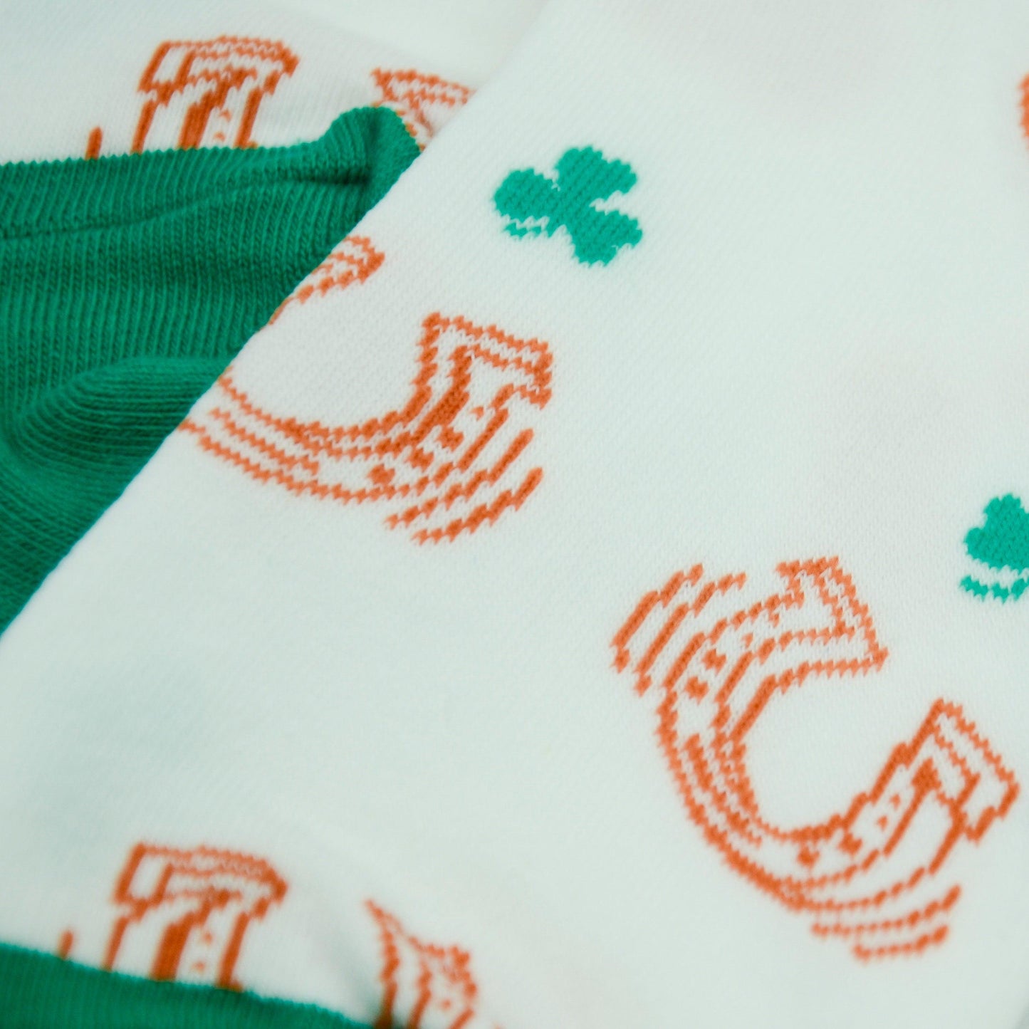 Lucky Socks Irish Horseshoe and Shamrock Fine Combed Cotton Socks