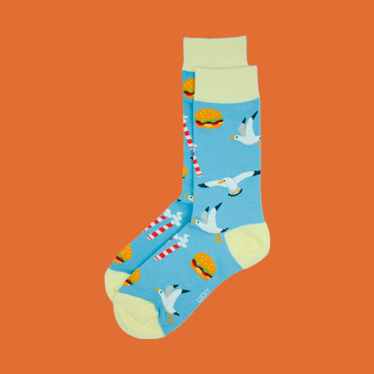 Lucky Socks Irish County Dublin Seagull and Burger Fine Combed Cotton Socks